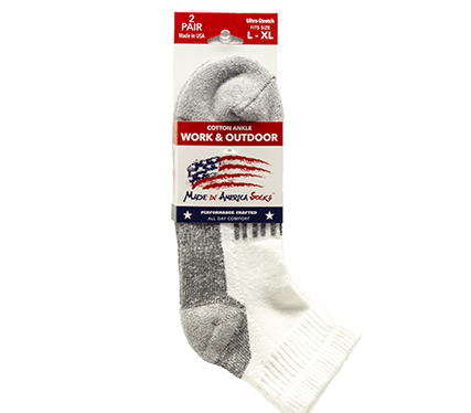 White Cotton Ankle - Sock Size L/XL - Shoe Size - 6 to 16