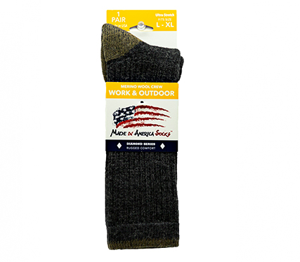 Diamond Series Crew —  Charcoal / Coyote Brown - Sock Size L/XL - Shoe Size - 6 to 14