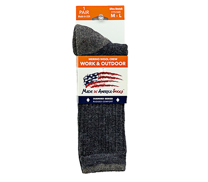 Diamond Series Crew —  Charcoal / Bean Taupe - Sock Size M/L - Shoe Size - 4 to 11